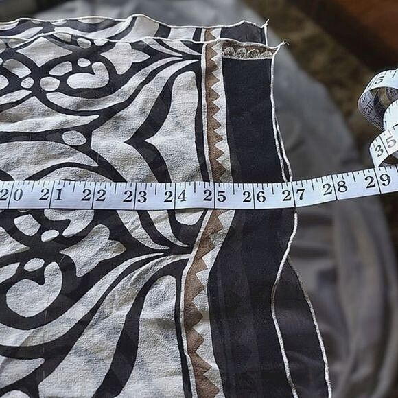 Vtg tri-tone chiffon damask pattern and horse motif - Picture 3 of 11